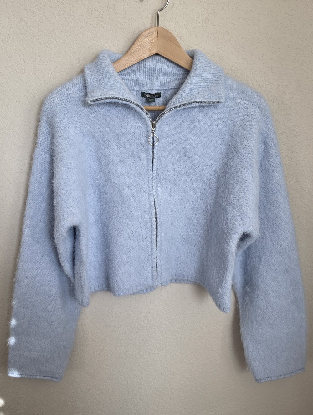Wild Fable Light Blue Fuzzy Full Zip Sweater NWT XXS